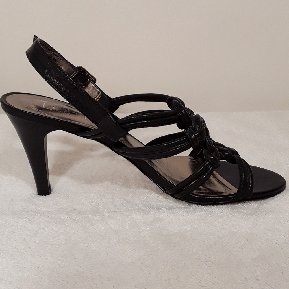 LOFT black heels sandal shoes with slingback strap - Picture 1 of 8